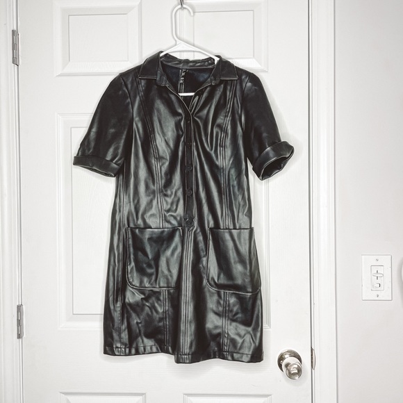 Zara faux leather button down mini dress - Picture 2 of 5